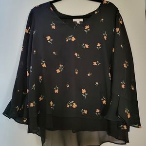 Black Lauren Conrad floral blouse XL